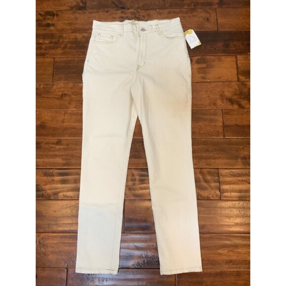 Current/Elliott Limestone Off-White Straight Leg Tapered Jeans, Size 30 - Picture 1 of 5